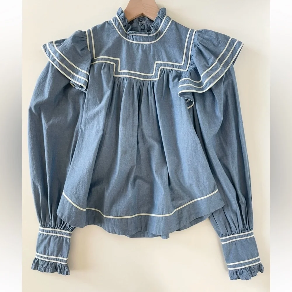 Ulla Johnson Mock Neck Long Sleeve Crop Top 248/046 - Picture 1 of 10